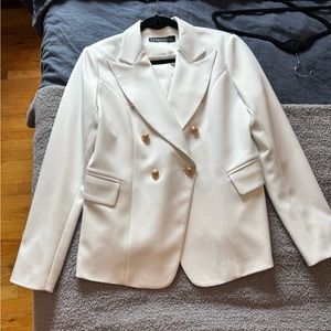Lioness White Blazer with Gold Buttons